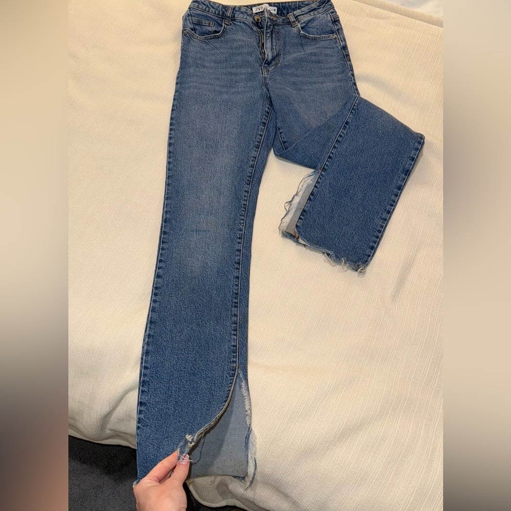 Zara Flare Wide Leg Blue Jeans